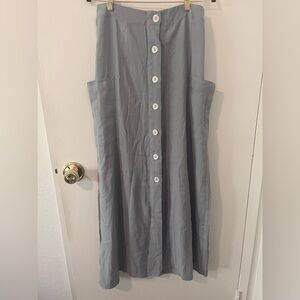 Promesa Cloudy Blue Button Down Maxi Skirt Pearlescent Buttons Size Medium